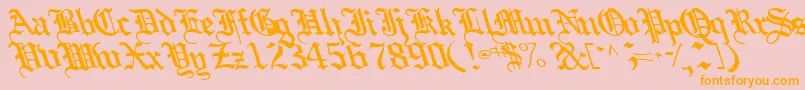 Boobshelltext125Bold-Schriftart – Orangefarbene Schriften auf rosa Hintergrund