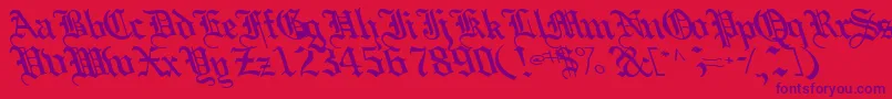 Czcionka Boobshelltext125Bold – fioletowe czcionki na czerwonym tle