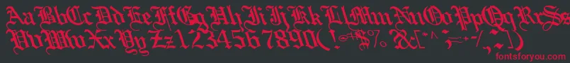 Boobshelltext125Bold-fontti – punaiset fontit mustalla taustalla