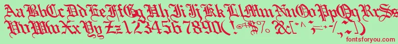 フォントBoobshelltext125Bold – 赤い文字の緑の背景
