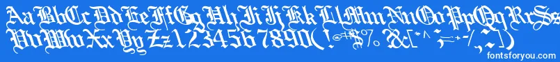 Boobshelltext125Bold-Schriftart – Weiße Schriften auf blauem Hintergrund