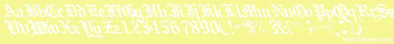 Шрифт Boobshelltext125Bold – белые шрифты на жёлтом фоне
