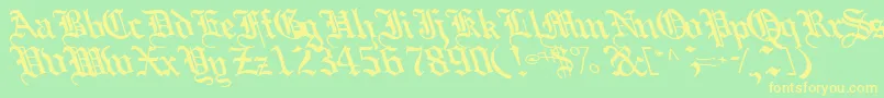 Boobshelltext125Bold-Schriftart – Gelbe Schriften auf grünem Hintergrund