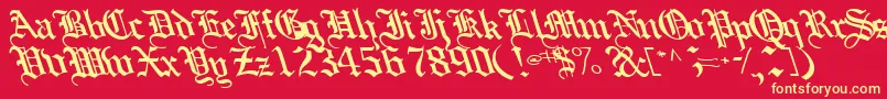 フォントBoobshelltext125Bold – 黄色の文字、赤い背景