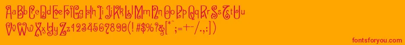 Sevilla-Schriftart – Rote Schriften auf orangefarbenem Hintergrund