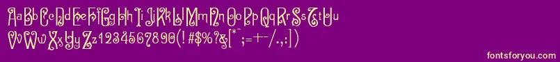 Sevilla-Schriftart – Gelbe Schriften auf violettem Hintergrund