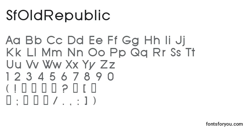 Schriftart SfOldRepublic – Alphabet, Zahlen, spezielle Symbole
