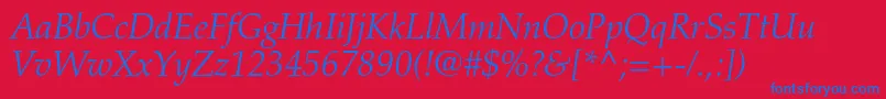 PalatinoltstdLightitalic Font – Blue Fonts on Red Background