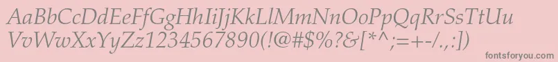 PalatinoltstdLightitalic Font – Gray Fonts on Pink Background