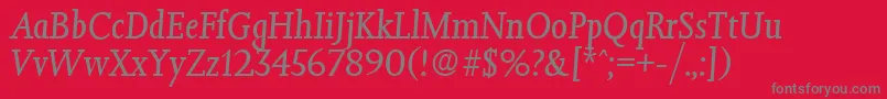 JessicaSerialRegularitalicDb Font – Gray Fonts on Red Background