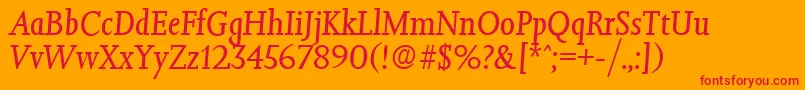 JessicaSerialRegularitalicDb-Schriftart – Rote Schriften auf orangefarbenem Hintergrund