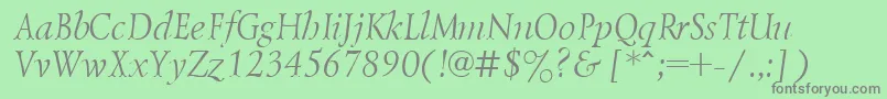 LazurskicttItalic Font – Gray Fonts on Green Background