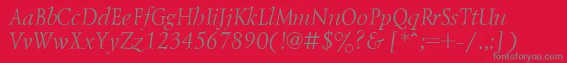 フォントLazurskicttItalic – 赤い背景に灰色の文字