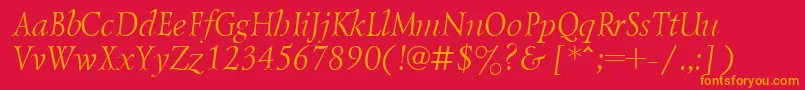 フォントLazurskicttItalic – 赤い背景にオレンジの文字