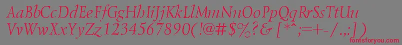 Fonte LazurskicttItalic – fontes vermelhas em um fundo cinza