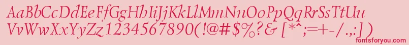 LazurskicttItalic-Schriftart – Rote Schriften auf rosa Hintergrund