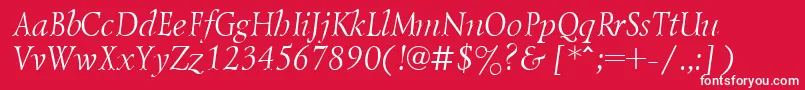 フォントLazurskicttItalic – 赤い背景に白い文字