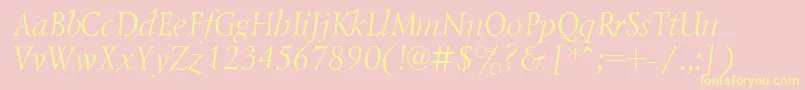 LazurskicttItalic Font – Yellow Fonts on Pink Background