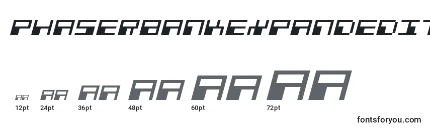 Размеры шрифта PhaserBankExpandedItalic