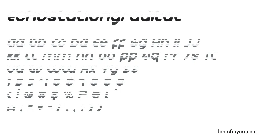 A fonte Echostationgradital – alfabeto, números, caracteres especiais