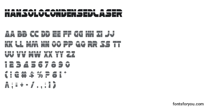 Czcionka HanSoloCondensedLaser – alfabet, cyfry, specjalne znaki