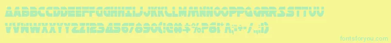 HanSoloCondensedLaser-Schriftart – Grüne Schriften auf gelbem Hintergrund