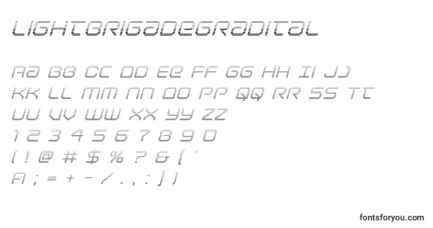 Lightbrigadegradital-fontti – aakkoset, numerot, erikoismerkit