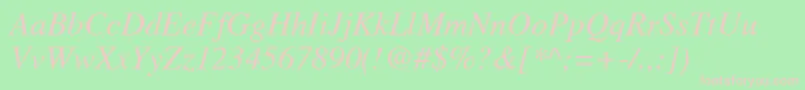 Fonte GrecoSsiItalic – fontes rosa em um fundo verde