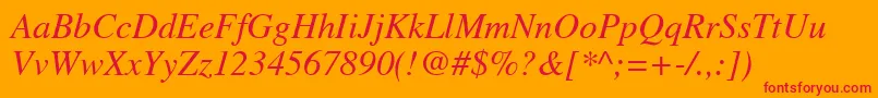 GrecoSsiItalic-Schriftart – Rote Schriften auf orangefarbenem Hintergrund