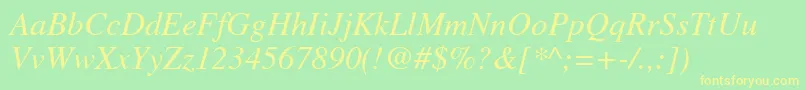 GrecoSsiItalic Font – Yellow Fonts on Green Background