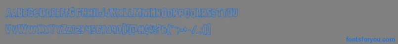 Leatherfaceout-Schriftart – Blaue Schriften auf grauem Hintergrund