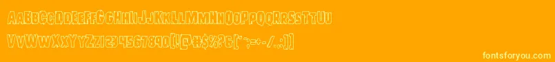 Fonte Leatherfaceout – fontes amarelas em um fundo laranja