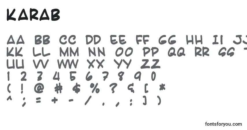 A fonte Karab – alfabeto, números, caracteres especiais