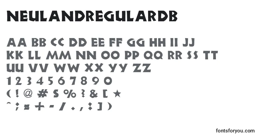 Czcionka NeulandRegularDb – alfabet, cyfry, specjalne znaki