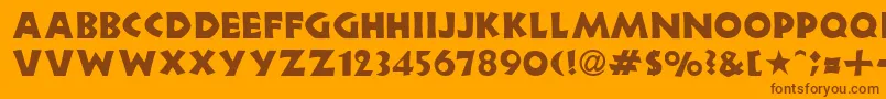 Weitere Informationen zur NeulandRegularDb-Schriftart NeulandRegularDb-Schriftart – Braune Schriften auf orangefarbenem Hintergrund