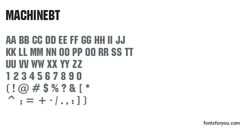 A fonte MachineBt – alfabeto, números, caracteres especiais