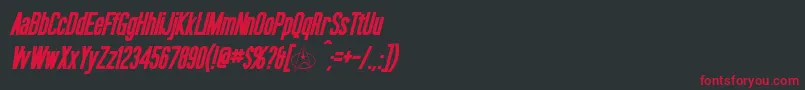 フォントOkudaBoldItalic – 黒い背景に赤い文字