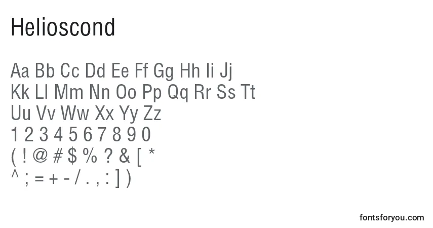 Helioscond-fontti – aakkoset, numerot, erikoismerkit