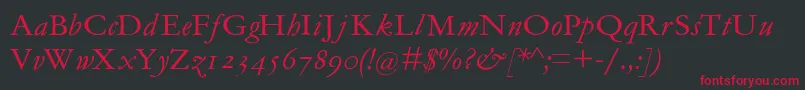 フォントMediaevalitalique – 黒い背景に赤い文字