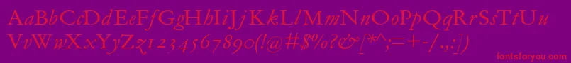 Mediaevalitalique Font – Red Fonts on Purple Background