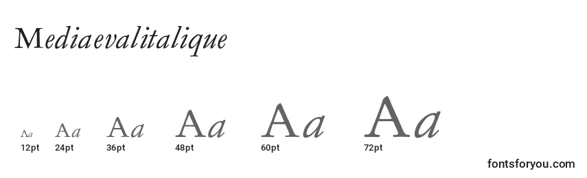 Размеры шрифта Mediaevalitalique