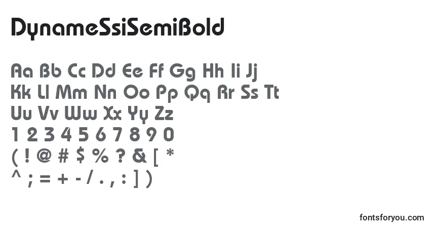 Шрифт DynameSsiSemiBold – алфавит, цифры, специальные символы