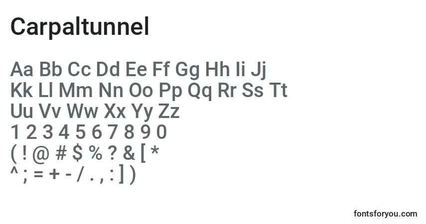 Czcionka Carpaltunnel – alfabet, cyfry, specjalne znaki