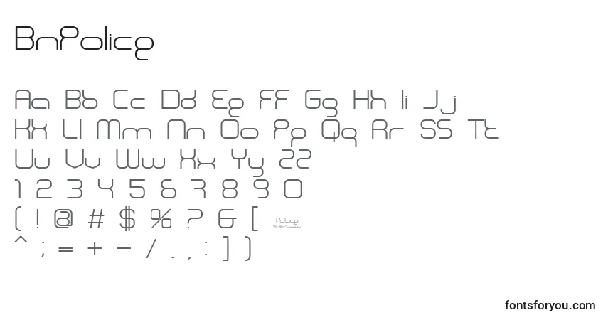BnPoliceフォント–アルファベット、数字、特殊文字
