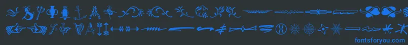 Czcionka Typeembellishmentsthree – niebieskie czcionki na czarnym tle