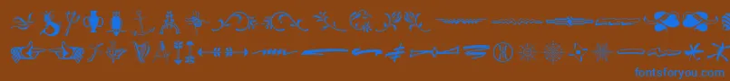 フォントTypeembellishmentsthree – 茶色の背景に青い文字
