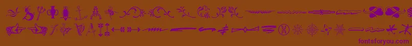 Typeembellishmentsthree-Schriftart – Violette Schriften auf braunem Hintergrund