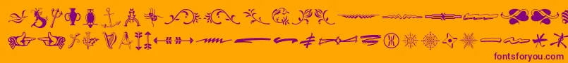 Typeembellishmentsthree-Schriftart – Violette Schriften auf orangefarbenem Hintergrund