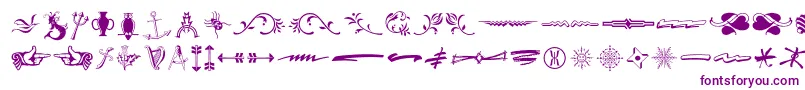 Typeembellishmentsthree-Schriftart – Violette Schriften auf weißem Hintergrund