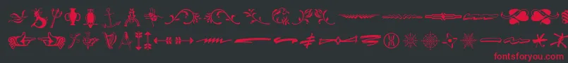 フォントTypeembellishmentsthree – 黒い背景に赤い文字